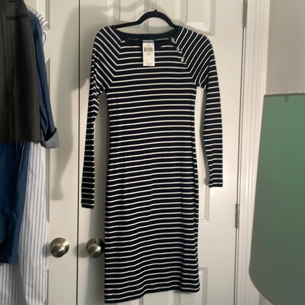 Ralph Lauren never worn navy striped dress XS